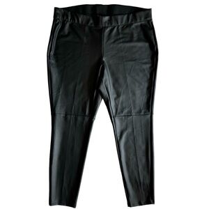 Lane Bryant NWT Faux Black Leather Leggings Pants, Sz 22/24, Elastic Waistband